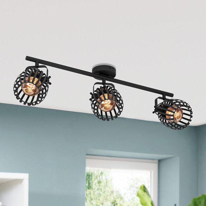 Black industrial ceiling spotlight steel, Giovanni