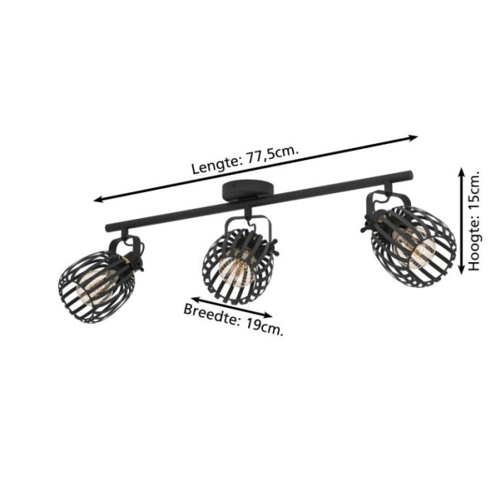 Black industrial ceiling spotlight steel, Giovanni
