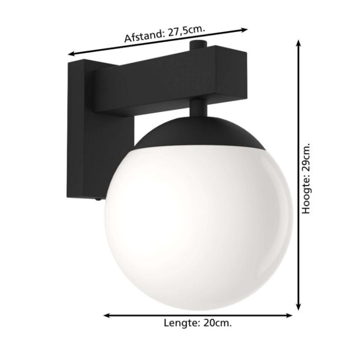 Black modern outdoor light glass, Boris, IP44