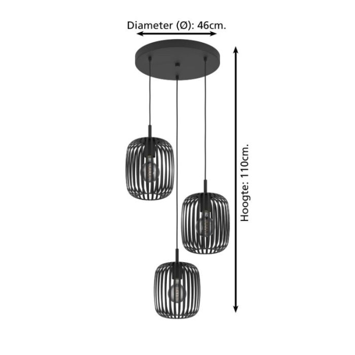 Black industrial pendant light steel, Pietro