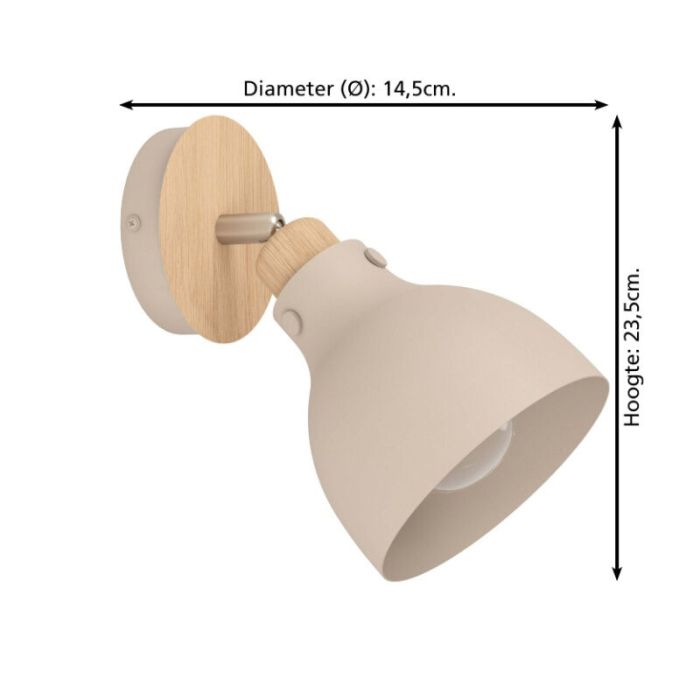 Beige modern wall spotlight aluminium, Andy