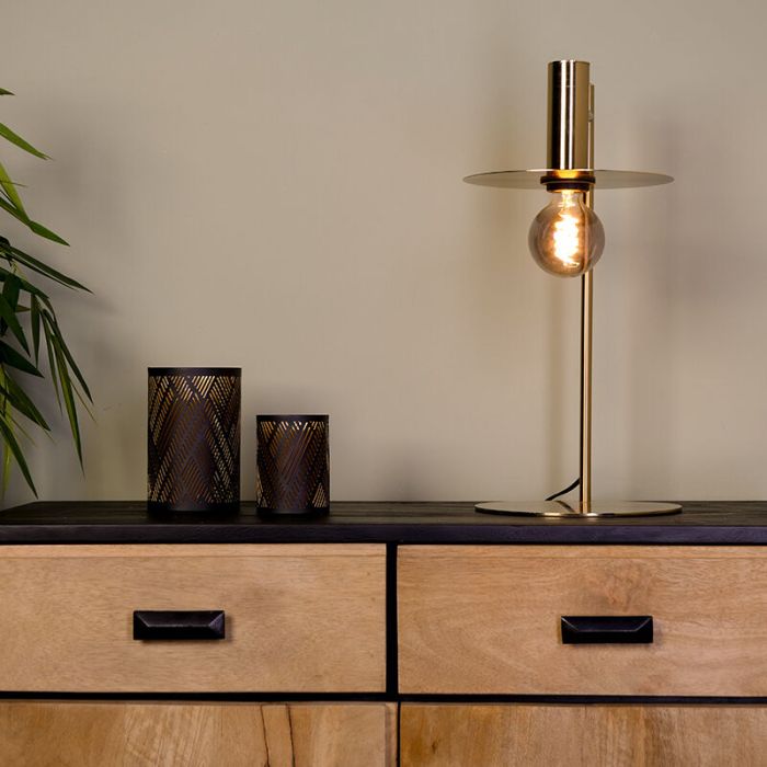 Brass modern table lamp steel, Elana, with switch
