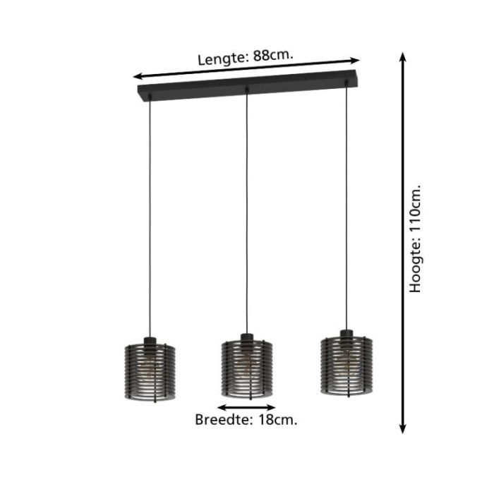 Black industrial pendant light wood, Randy