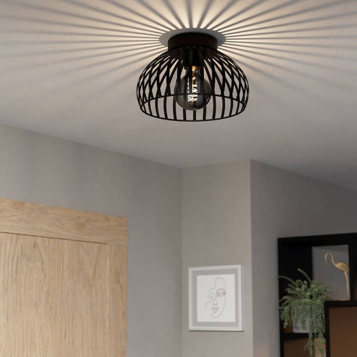 Black industrial ceiling light steel, Egine