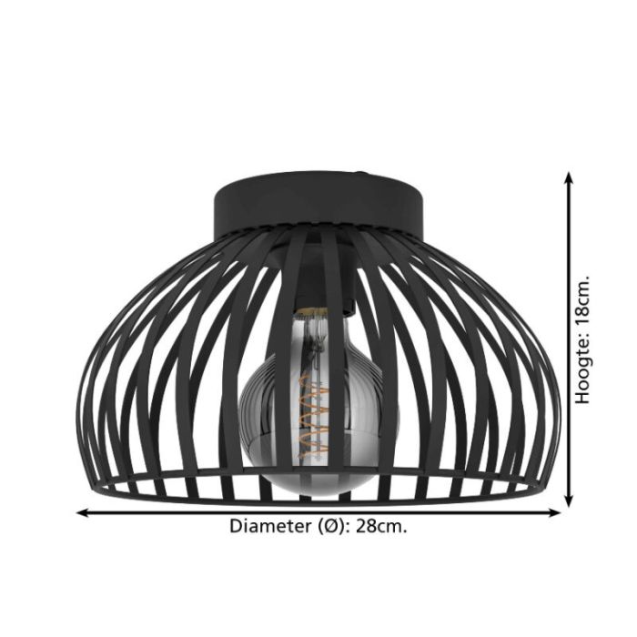 Black industrial ceiling light steel, Egine