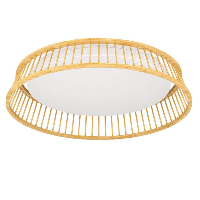 Rustic flush ceiling light wood, Jolene, 20W, 3000K LED