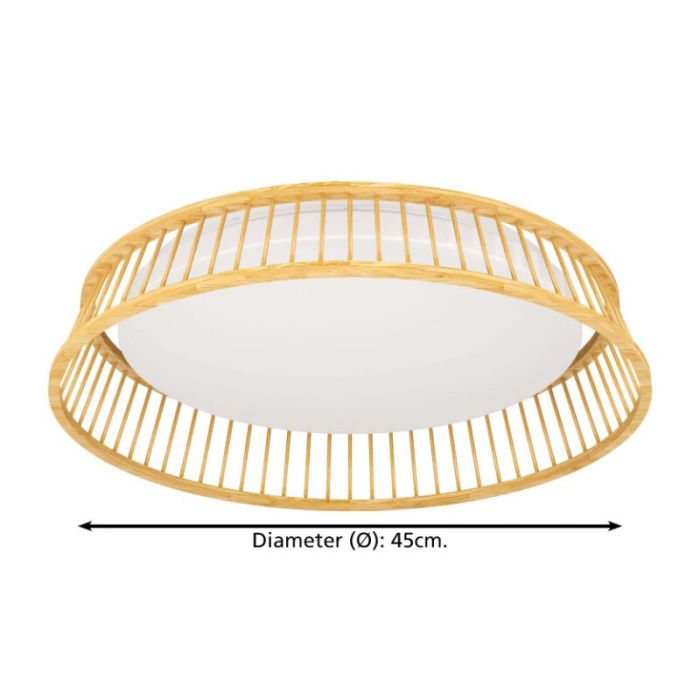 Rustic flush ceiling light wood, Jolene, 20W, 3000K LED