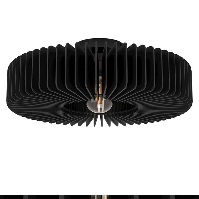 Black modern flush ceiling light wood, Muna