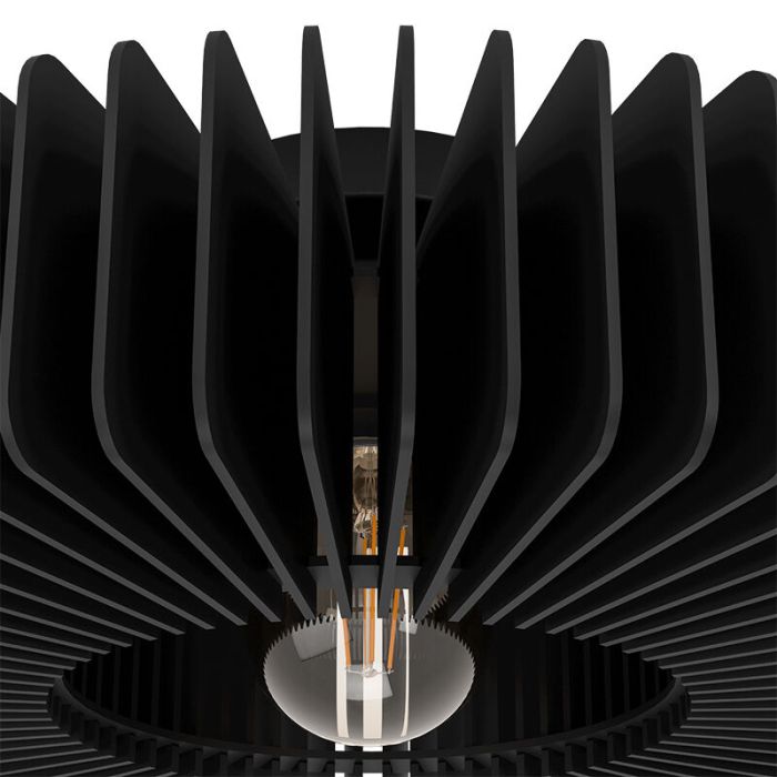 Black modern flush ceiling light wood, Muna