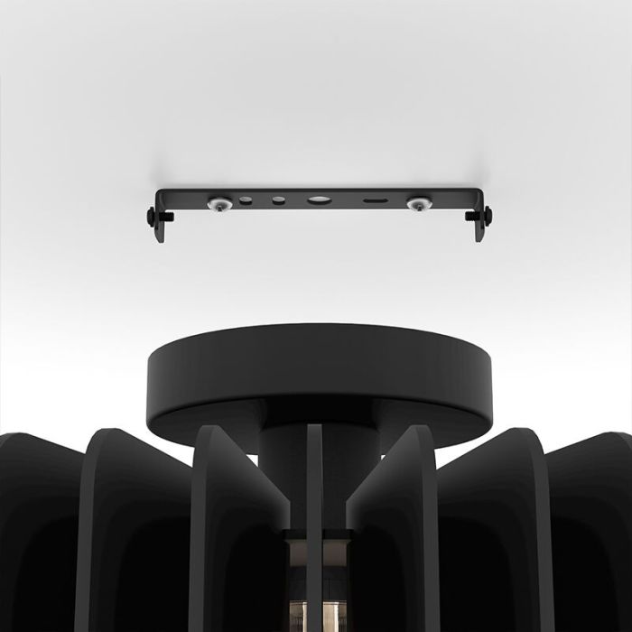 Black modern flush ceiling light wood, Muna