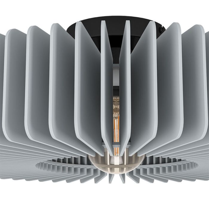 Grey modern flush ceiling light wood, Muna