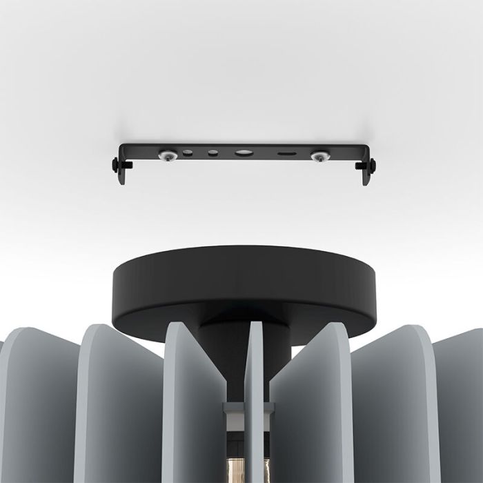 Grey modern flush ceiling light wood, Muna