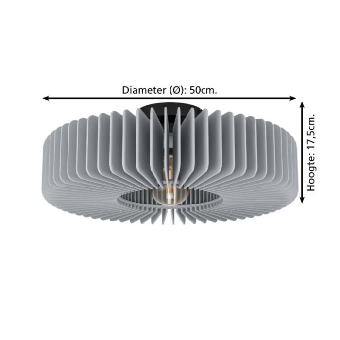 Grey modern flush ceiling light wood, Muna