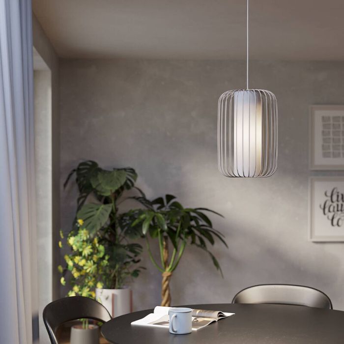 Beige industrial pendant light aluminium, Safira