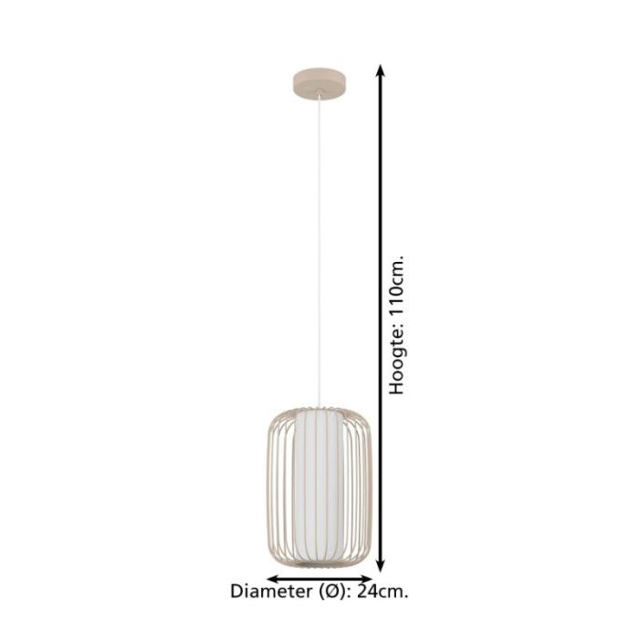 Beige industrial pendant light aluminium, Safira