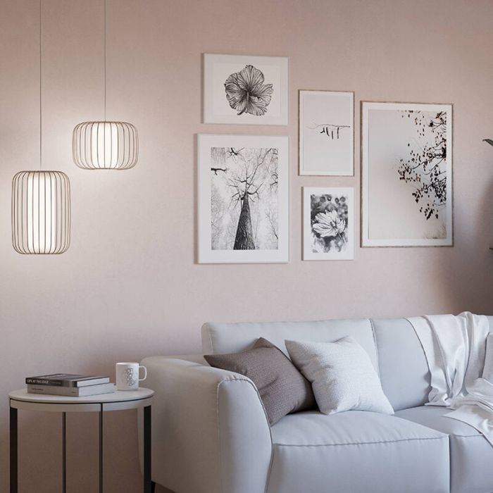Beige industrial pendant light aluminium, Safira