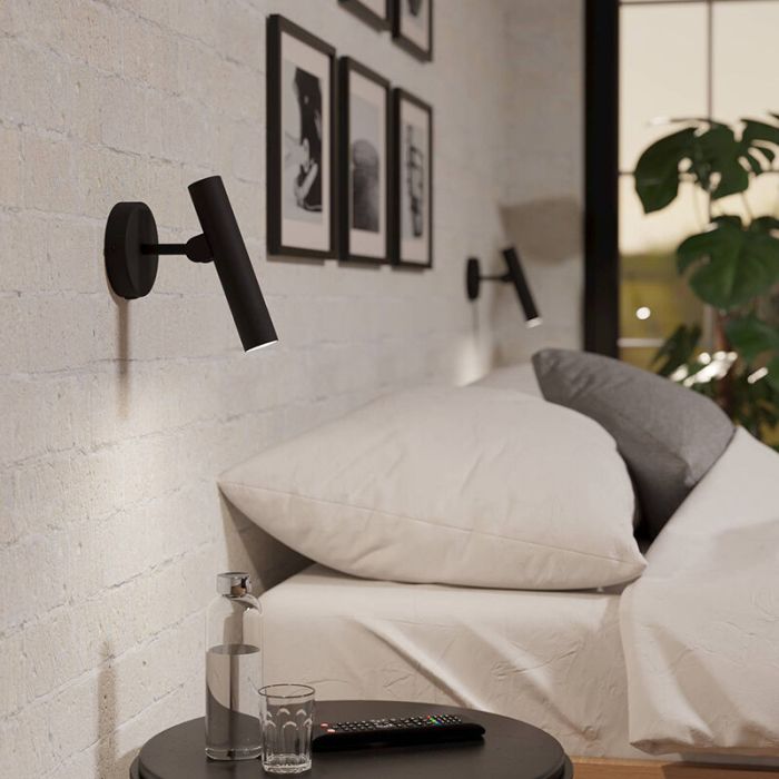 Black modern wall light aluminium, Aleyna, 5W, 3000K LED, with switch