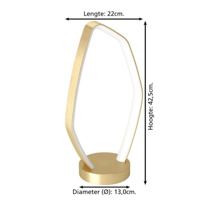 Golden design table lamp aluminium, Samson, 10,8W, 3000K LED, with switch