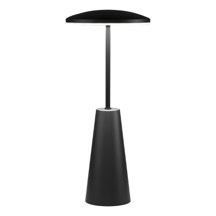Black modern table lamp steel, Ishika, 2,8W, white switch LED, IP54, with touch dimmer