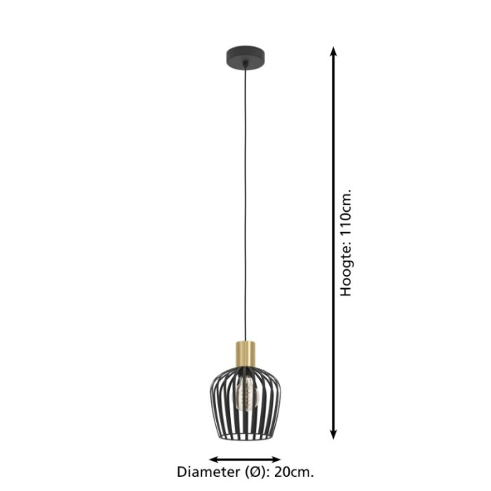 Black industrial pendant light steel, Insaf