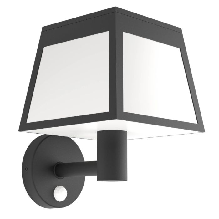 Black solar outdoor wall light plastic, Imelda, 7,5W, 3000K LED, IP65