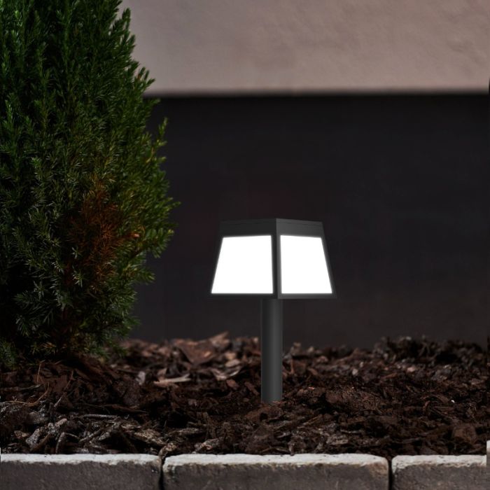 Black solar garden spike light plastic, Imelda, 7,5W, 3000K LED, IP65