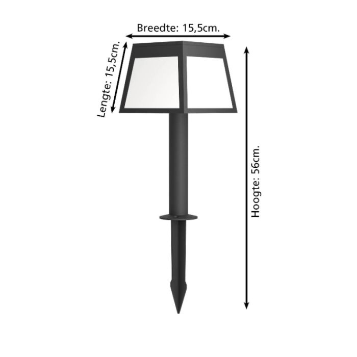 Black solar garden spike light plastic, Imelda, 7,5W, 3000K LED, IP65