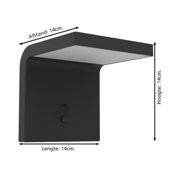 Black solar outdoor wall light plastic, Huseyin, 6,5W, 4000K LED, IP65