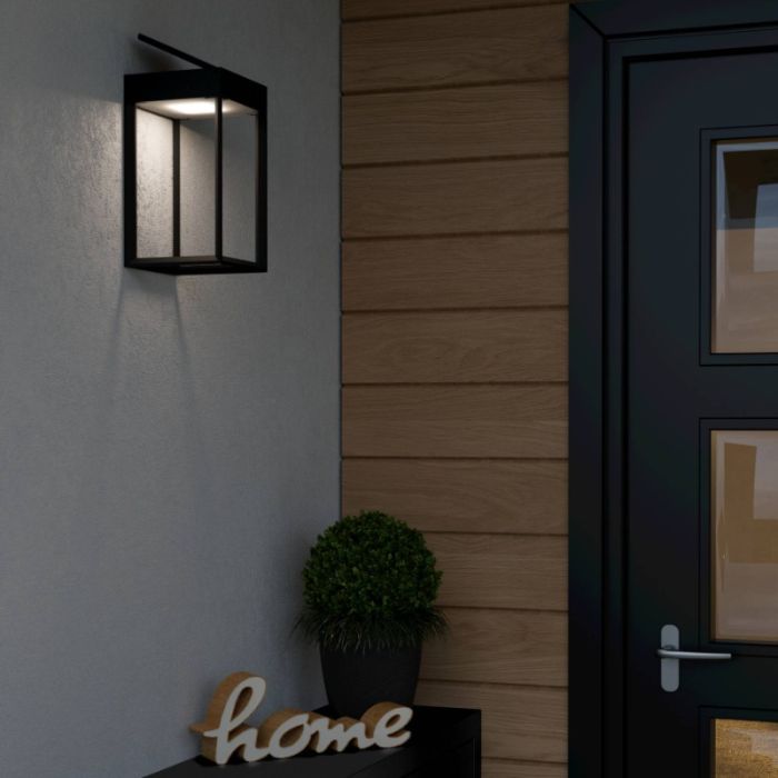 Black solar outdoor wall light plastic, Hubrecht, 6,5W, 4000K LED, IP65