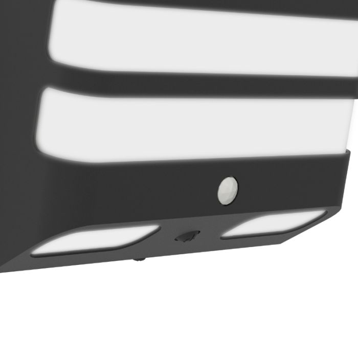 Black solar outdoor wall light plastic, Hisham, 6,5W, 4000K LED, IP65