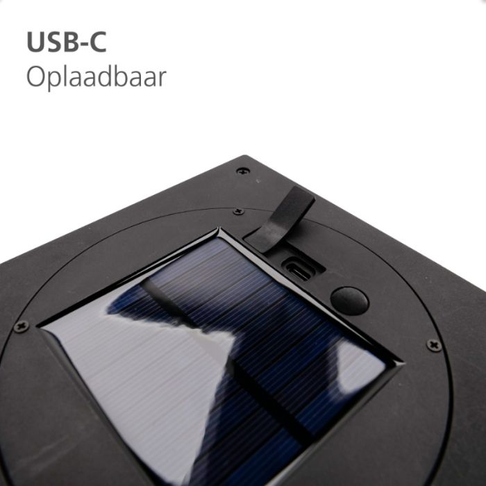 Black solar outdoor table lamp plastic, Hillebrand, 3,3W, 4000K LED, IP54, with switch
