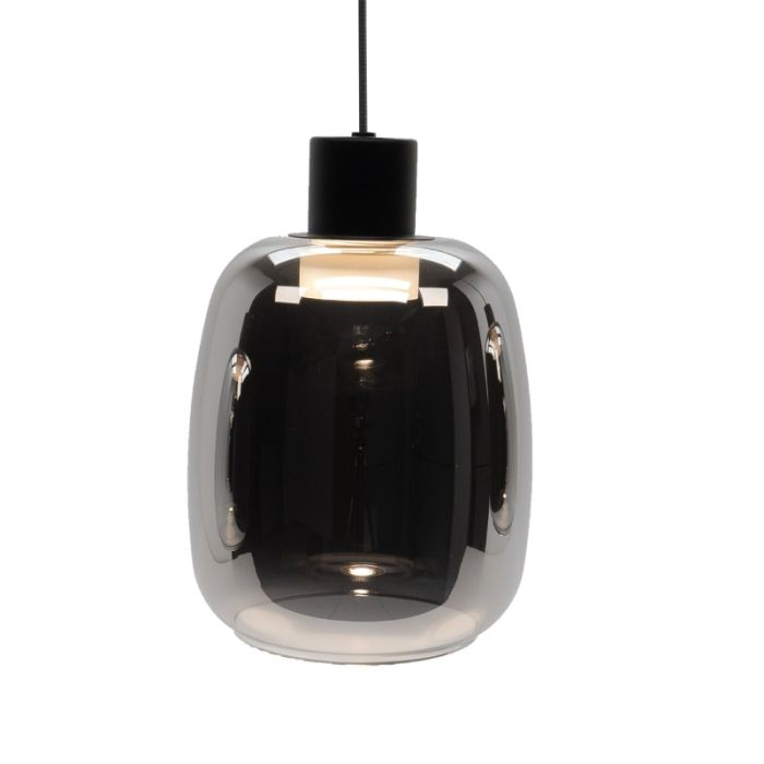Black smart pendant light smoke glass, Tamika, 3,7W, RGBW LED