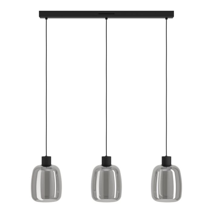 Black smart pendant light smoke glass, Tamika, 3,7W, RGBW LED