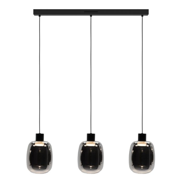 Black smart pendant light smoke glass, Tamika, 3,7W, RGBW LED