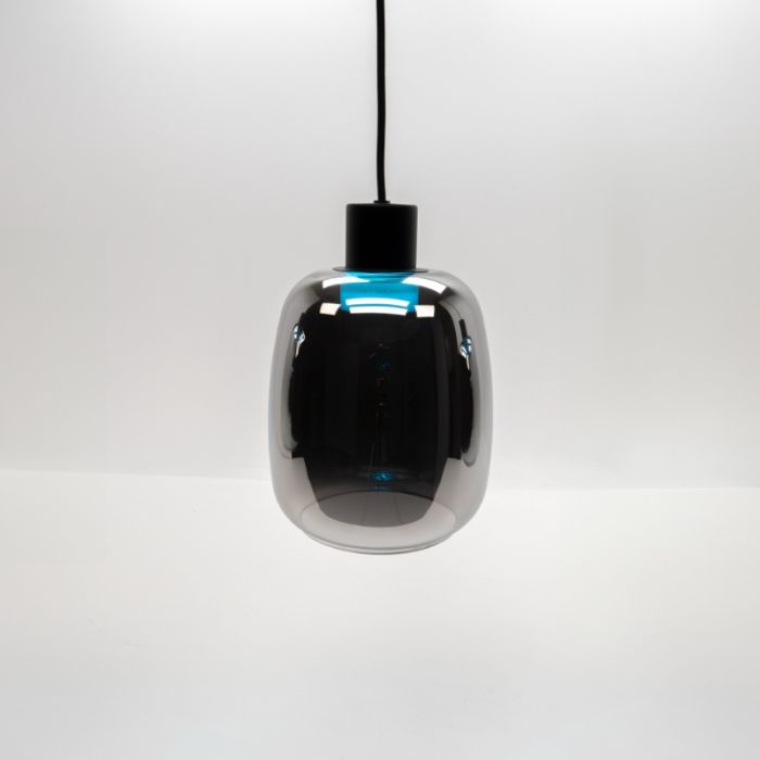 Black smart pendant light smoke glass, Tamika, 3,7W, RGBW LED