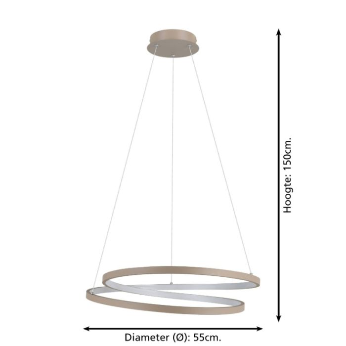 Beige modern pendant light aluminium, Ties, 36W, 3000K LED
