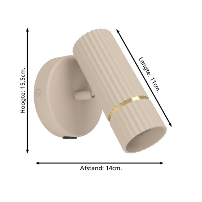 Beige modern wall light steel, Vahid, with switch