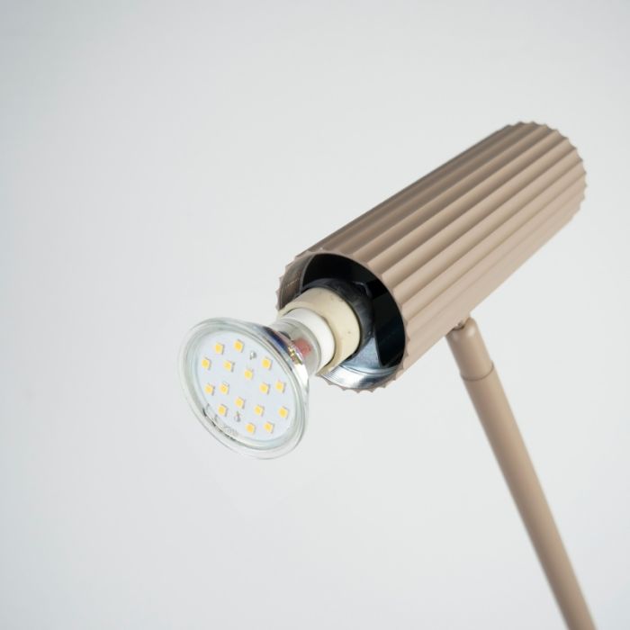 Beige modern floor lamp steel, Vahid, with switch