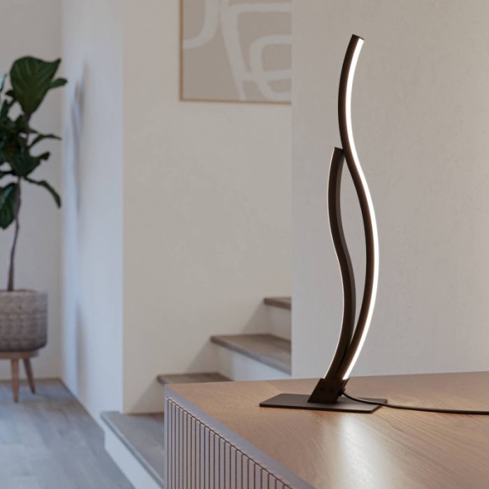 Black design table lamp steel, Tevin, 12W, 4000K LED, with switch