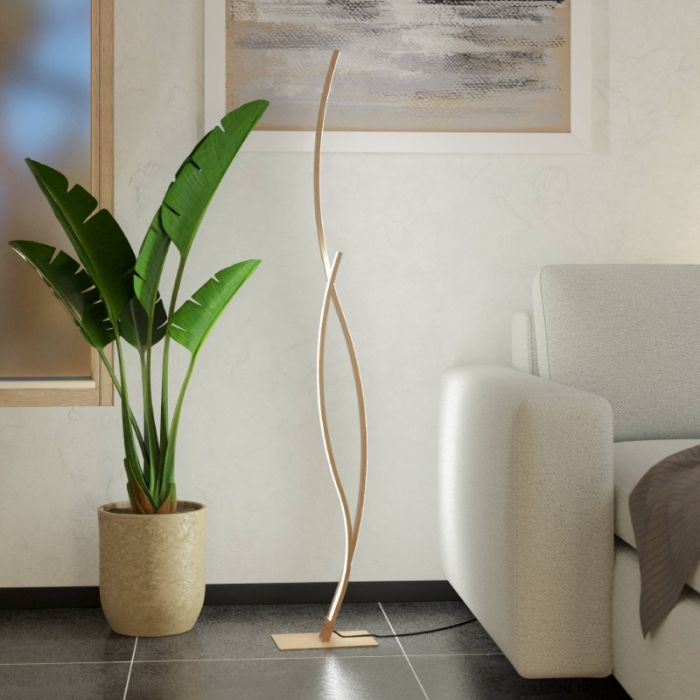 Brown design floor lamp steel, Tevin, 20W, 4000K LED, with switch