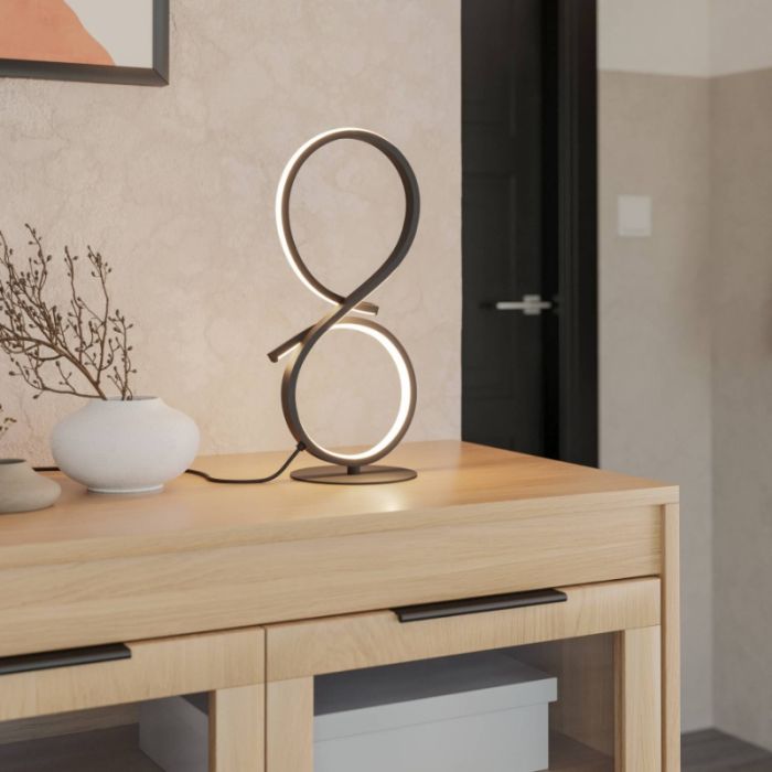 Black modern table lamp aluminium, Thekla, 11,4W, 3000K LED, with switch