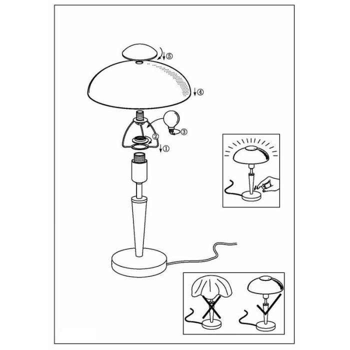 Nickel classic table lamp steel, Adi, with touch dimmer