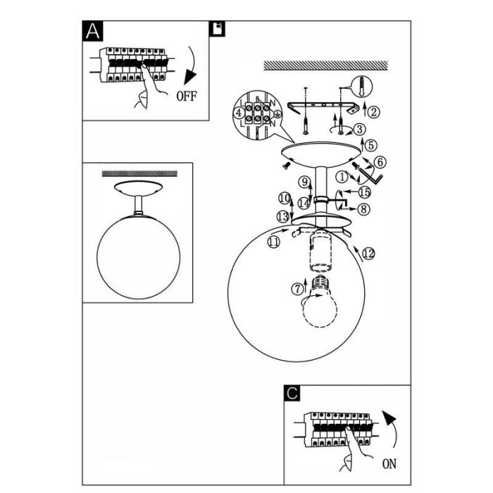 Nickel ceiling light glass, Dave