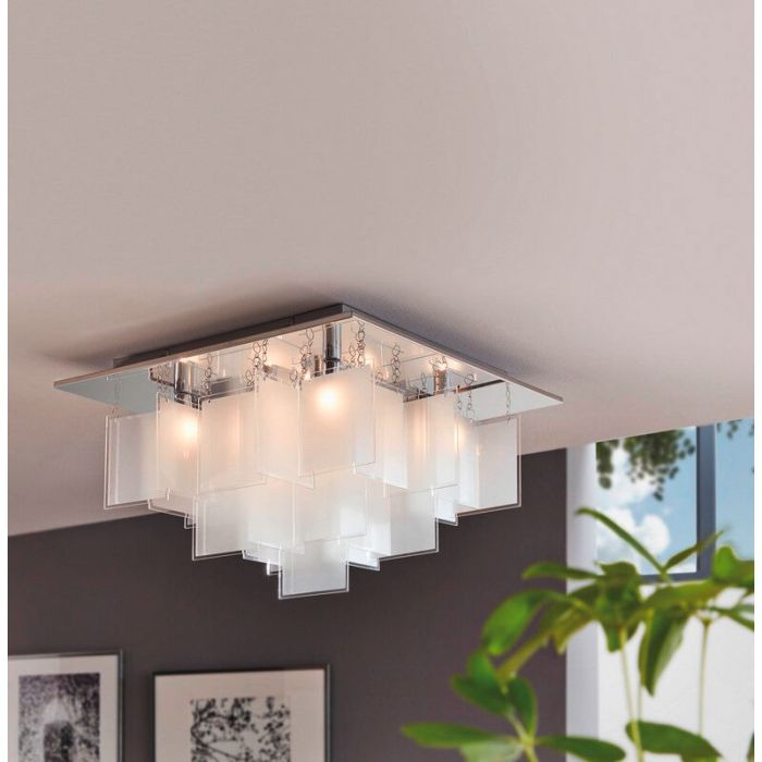 Chrome design flush ceiling light glass, Sil