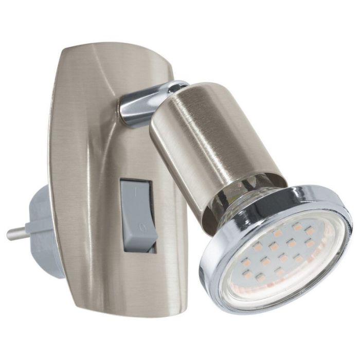 Nickel plug in wall light metal, Alejandra, with switch