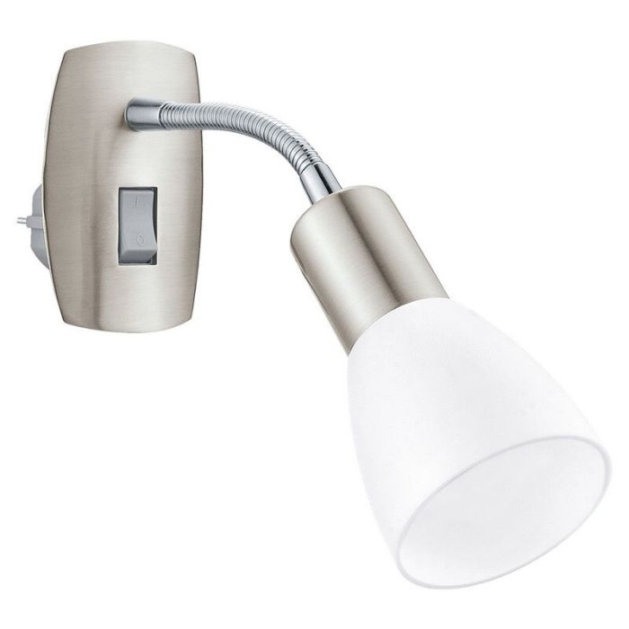 Nickel plug in wall light plastic, Alem, with switch