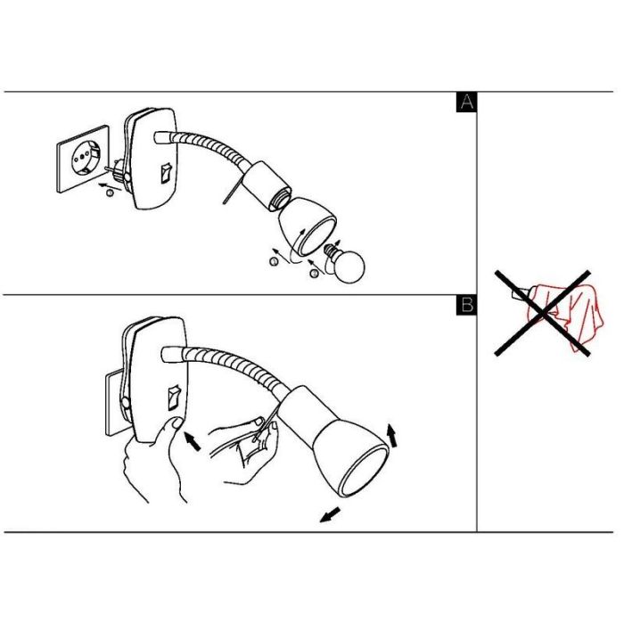 Nickel plug in wall light plastic, Alem, with switch