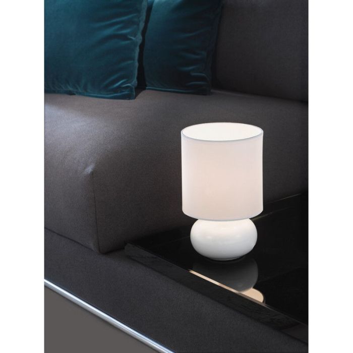 White table lamp fabric, Matthew, with switch