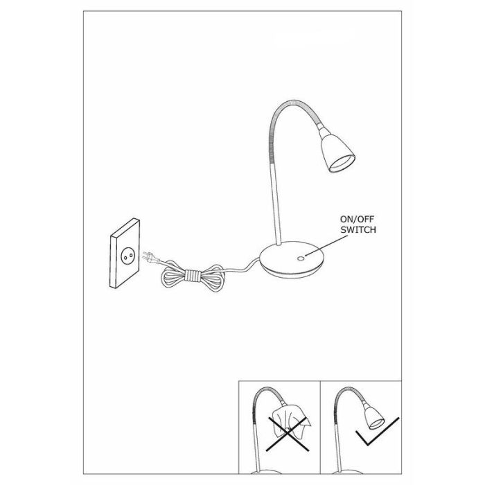 White desk lamp plastic, Matteo, 3W, 3000K LED, with switch