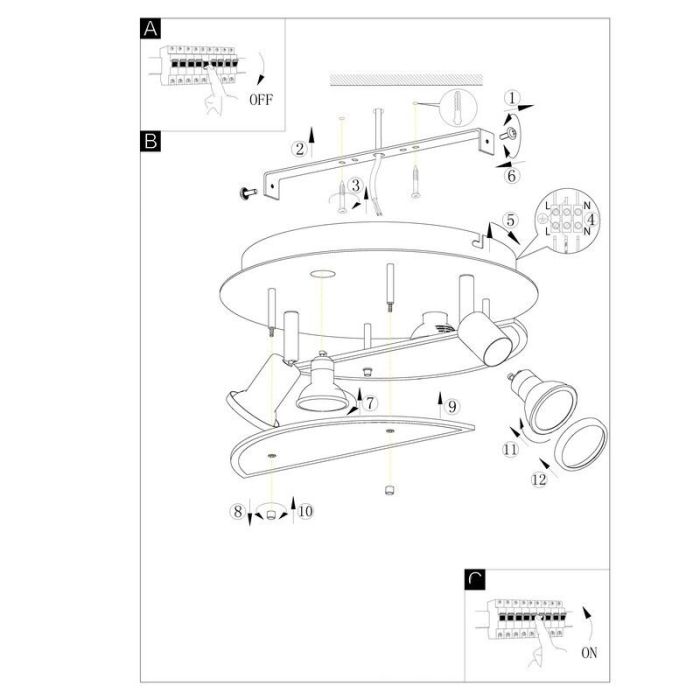 Chrome design ceiling spotlight glass, Lusie